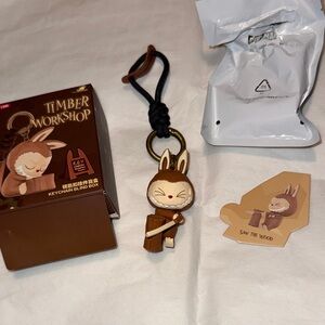 POP LAND Timber Workshop Labubu Saw The Wood Keychain